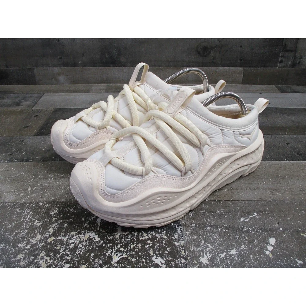 Hoka One One Ora Primo Shoes Mens Size 9.5 White Cream Puffer Fleece Lined